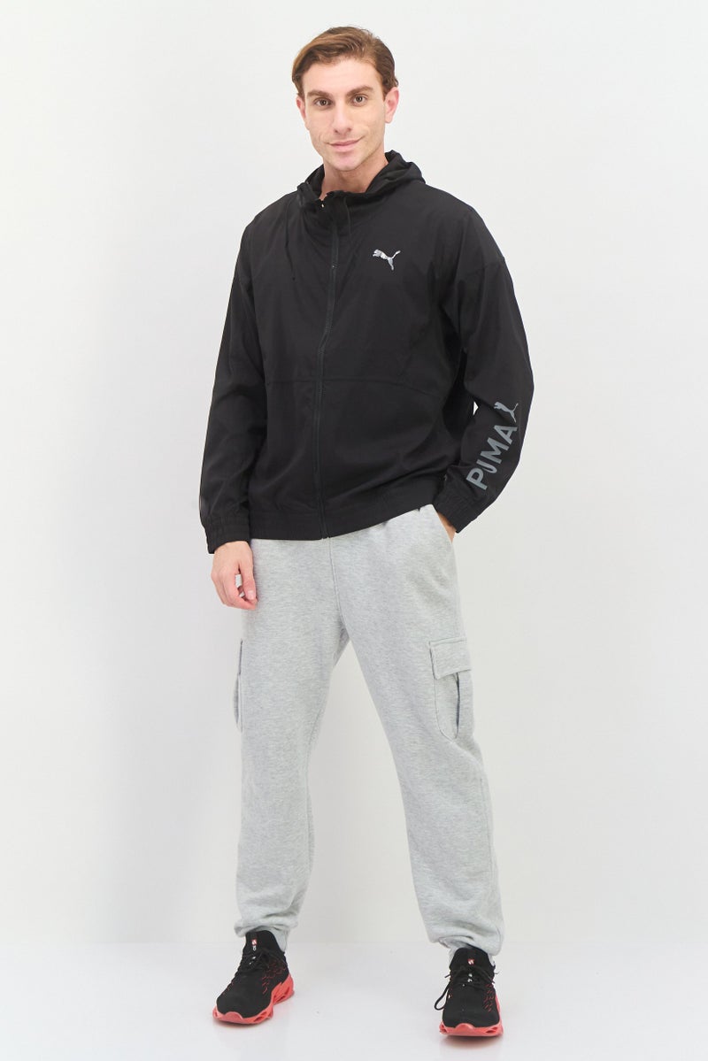 PUMA جاكيت تدريب رياضي للرجال بأكمام طويلة، أسود - Image 4